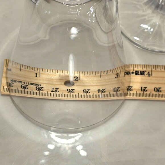 2 Crystal Flared Wine Glasses 7.5" elegant minimalist glass 8oz vtg ribbed 1990s - Picture 8 of 9